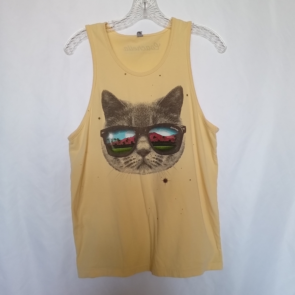 Coachella Cat Sunglasses Tank Top Size Medium